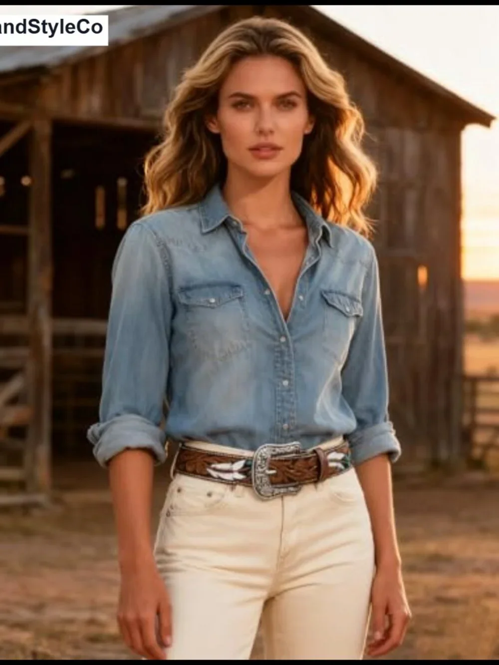 Western Belt with Feather Print Removable Buckle 1.5